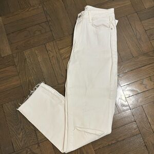 NWT White Paige Straight Ripped Knee and Frayed hem Jean. Size 28